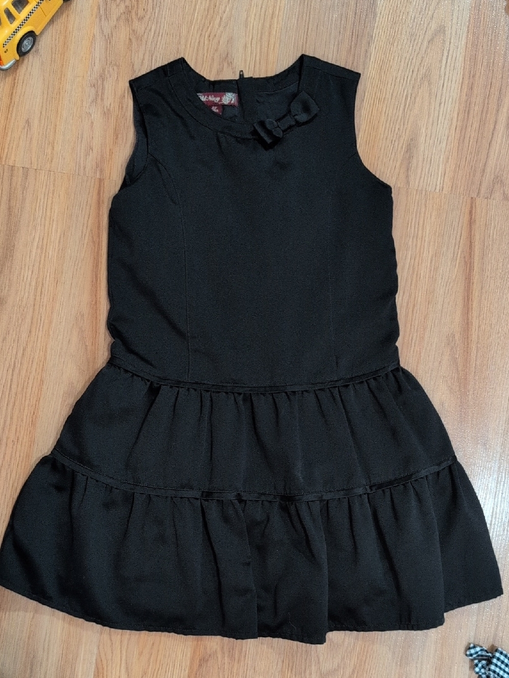 Girls' Black Tiered Bow Dress